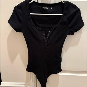 Abercrombie & Fitch Black Ribbed and Soft Bodysuit